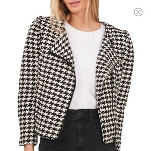 Vince Camuto Black and White Houndstooth Blazer Structured Fit